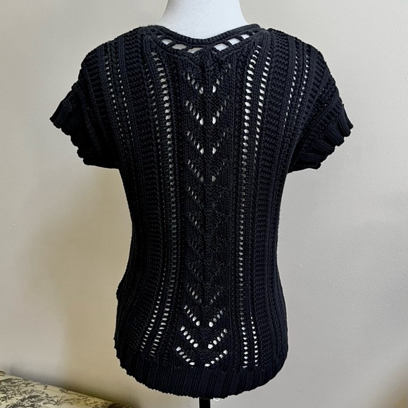 NWOT~American Eagle~Cropped Knit Sweater~Size L~Black~Cotton - Picture 2 of 9